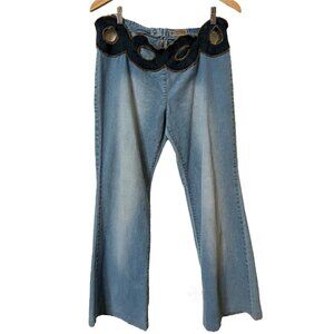 Y2K Capucino Jeans Womens 30 Low Rise Cutout Western Boho 2000s Flared